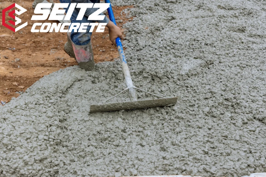 concrete driveways poured by a worker